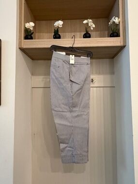 Women Gray Stripe Casual Pants - Lane Bryant